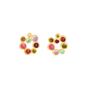 Pendientes con círculos y esmaltes multicolor