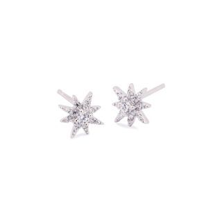 Pequeños pendientes en plata ley. Estrella 8 puntas