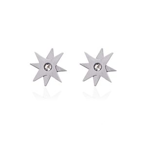 Pendientes estrella de 8 puntas. Acero y circonita.