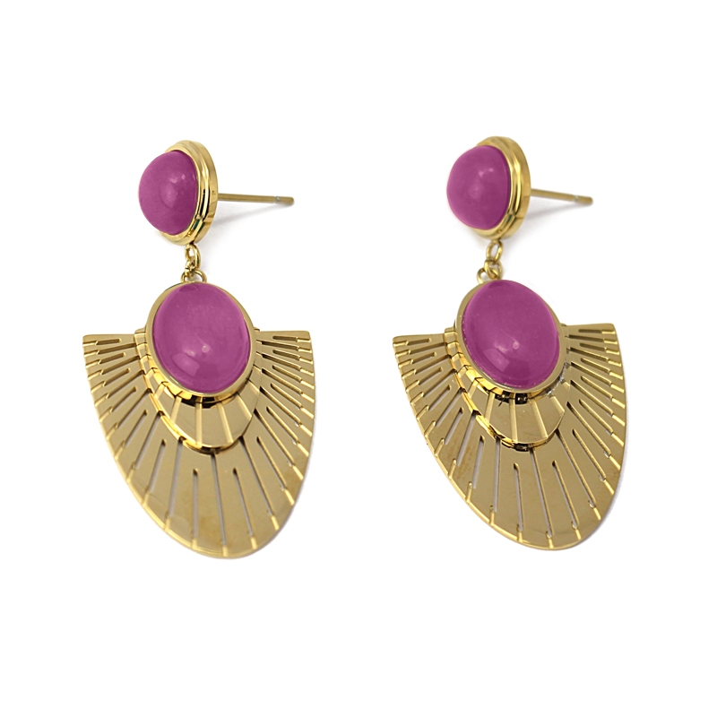 Pendientes Dorado Y Fucsia