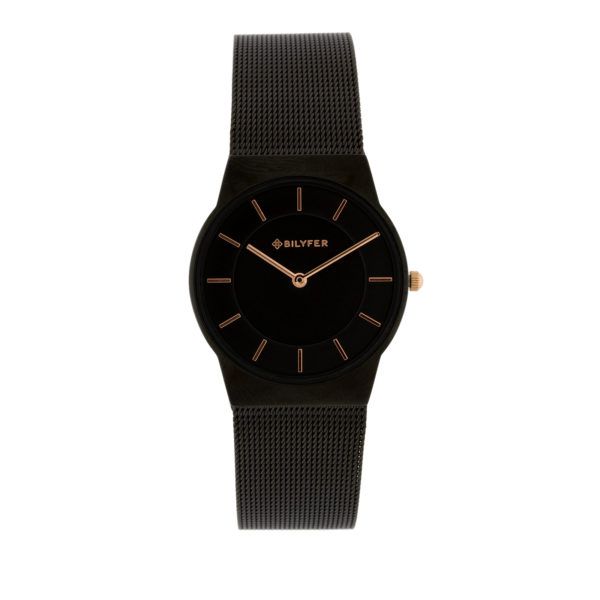 Reloj correa milanesa plano. Negro