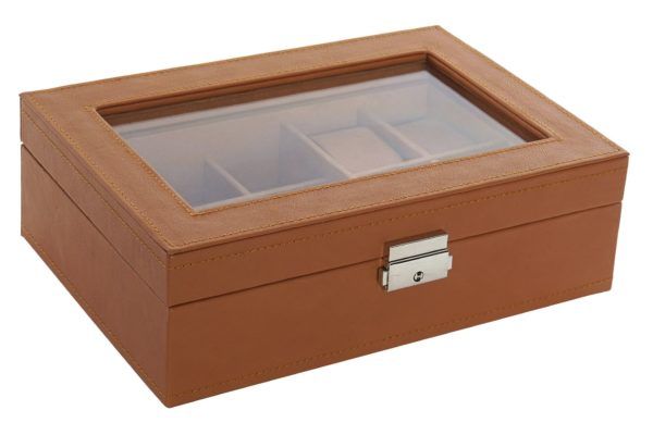 Caja joyero departamentos cristal, cerrada