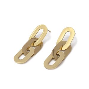 Pendientes colgantes de acero con eslabones planos. Dorados