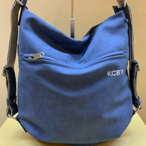 Bolso y mochila tipo saco plastificado de Kcb. Azul
