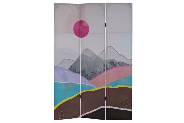 Biombo de tres hojas reversible con paisaje oriental - Imagen 2