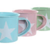 Mug de metal con asa y estrella pintada en blanco