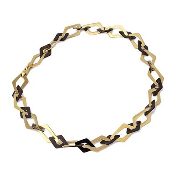 Gargantilla acero eslabones irregulares de Anartxy. Oro-negro