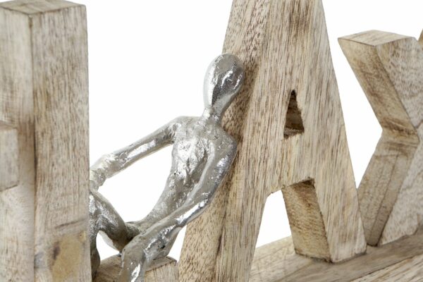 Figura decorativa "relax" madera mango y aluminio. Detalle figura