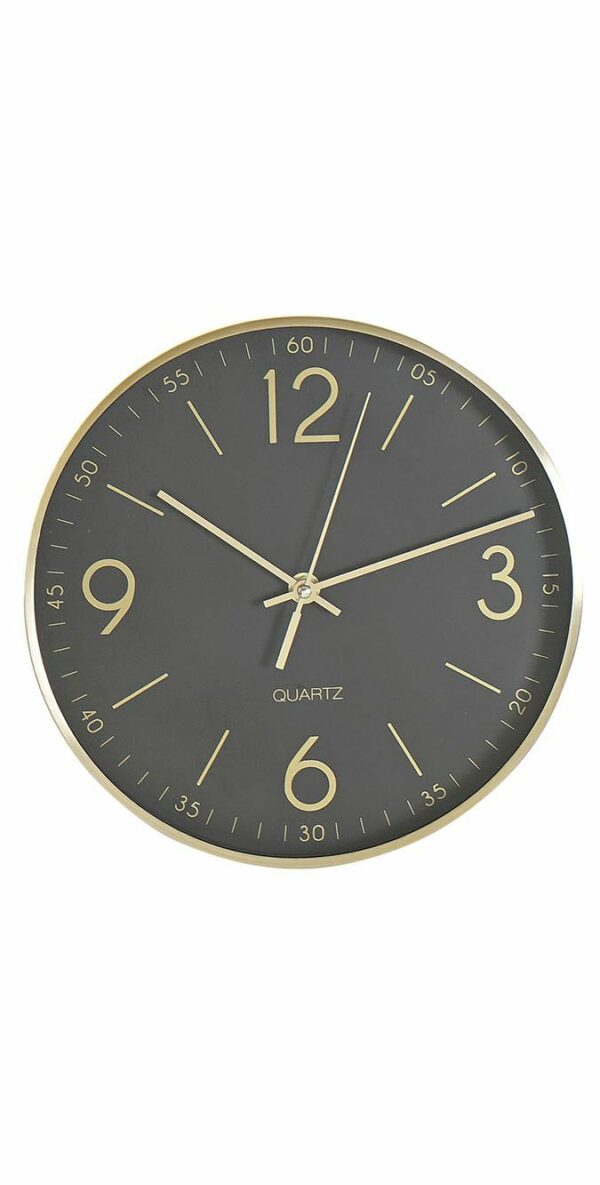 Reloj pared aluminio dorado y esfera de color. Negro