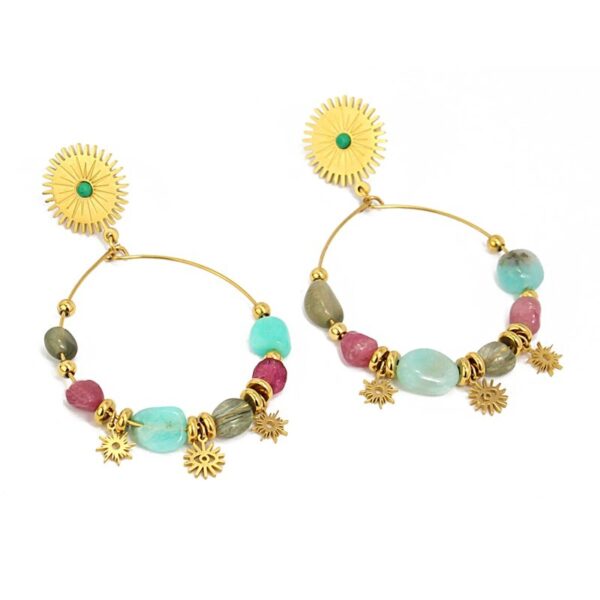 Pendientes aro colgantes con piedras multicolor de Anartxy