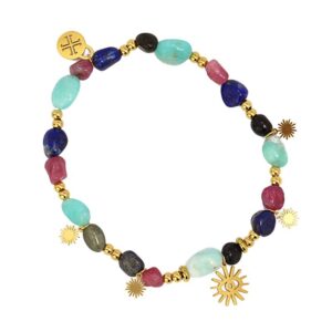 Pulsera de acero y piedras naturales multicolor de Anartxy