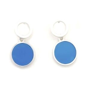 Pendientes pequeños dos cículos transparentes de Tropic Art. Azul