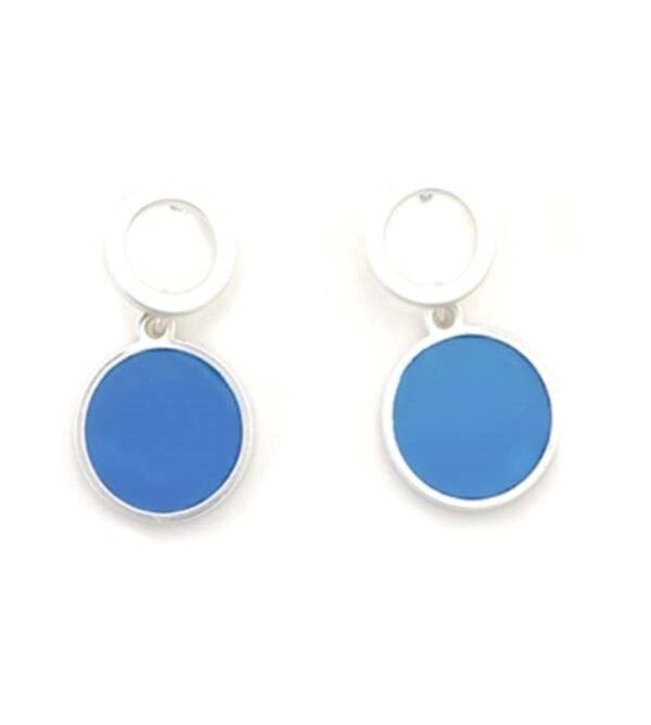 Pendientes pequeños dos cículos transparentes de Tropic Art. Azul