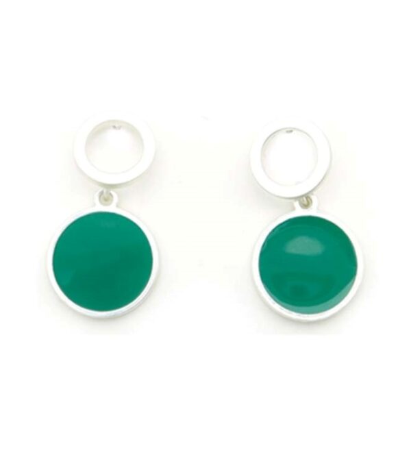 Pendientes pequeños dos cículos transparentes de Tropic Art. Verde