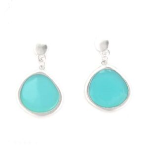 Pendientes colgantes medianos transparentes de Tropic Art. Celeste