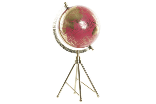 Globo terráqueo con trípode metálico. Rosa
