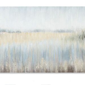 Cuadro lienzo lago abstracto de 150 por 50 cms. Con casas