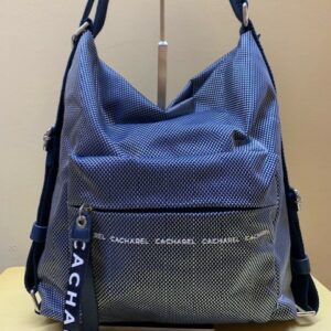 Bolso y mochila en nylon bicolor de Cacharel. Azul