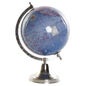 Globo terráqueo pvc azul y aluminio plateado