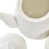 Juego de tres piezas de porcelana blanca y soporte para té o café. Otra vista