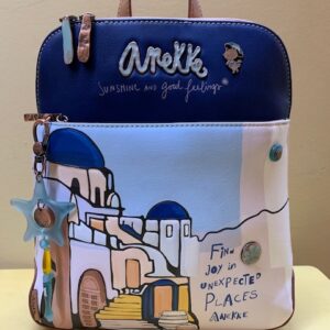 Mochila pequeña con paisaje urbano Anekke Mediterranean. Vista frontal