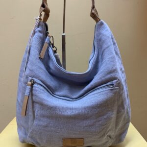 Bolso hobo lino y piel de Biba. Azul