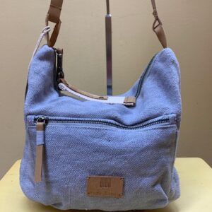 Bolso colgar y cruzar lino y piel de Biba. Azul