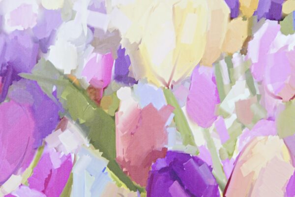 Cuadro lienzo con impresión multicolor de flores. Detalle amapolas