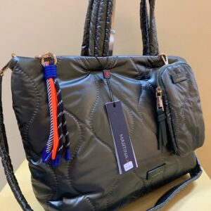 Bolso shopping acolchado y funda móvil MartinaK. Verde