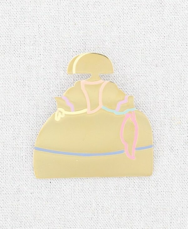 Broche menina acero dorado con esmalte colores. Colores pastel