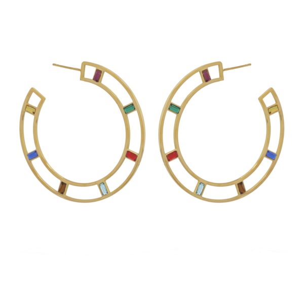 Aros planos acero circonitas colores - Imagen 2