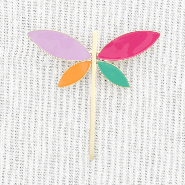 Broche libélula multicolor con lila