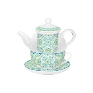 Conjunto infusiones porcelana cristal
