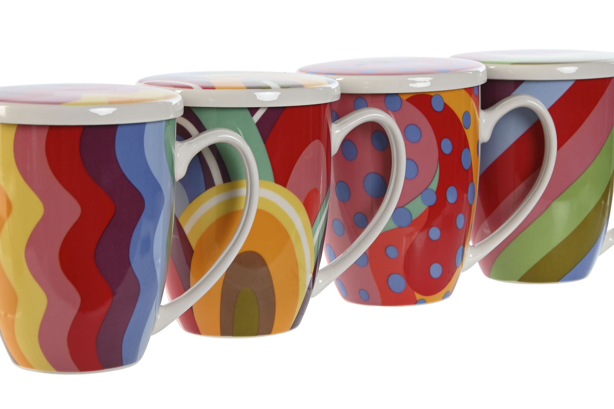 Mug de porcelana flores multicolor con filtro y tapa para infusiones