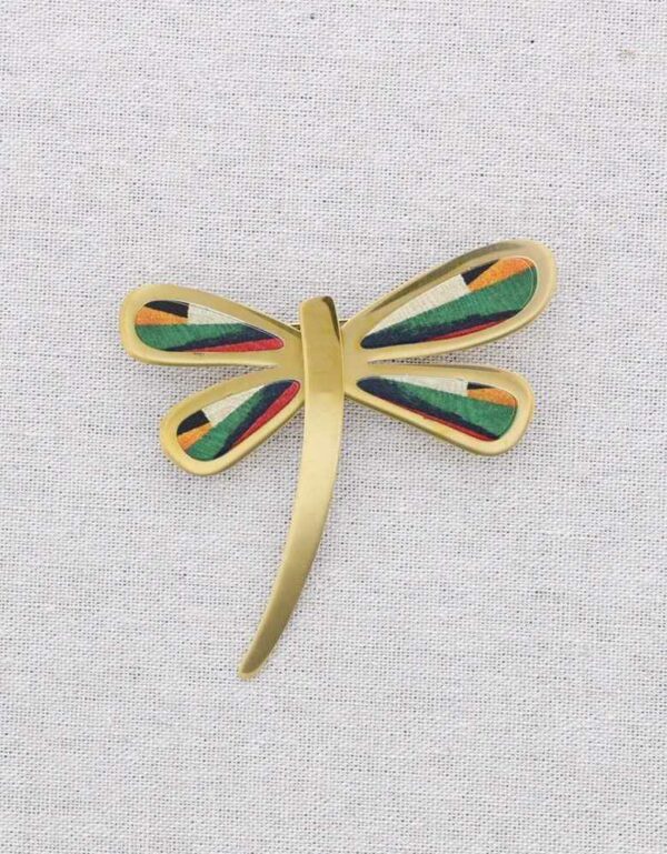 Broche libélula acero dibujo