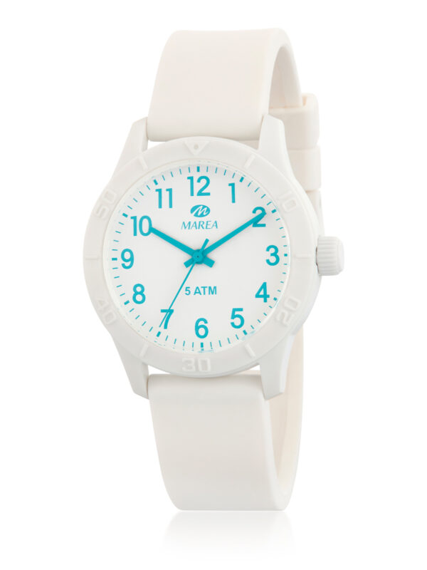 Color blanco, tiene la saetas y números en azul