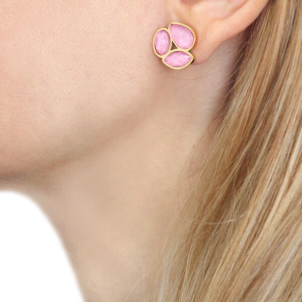 Pendientes acero tres cristales - Imagen 4