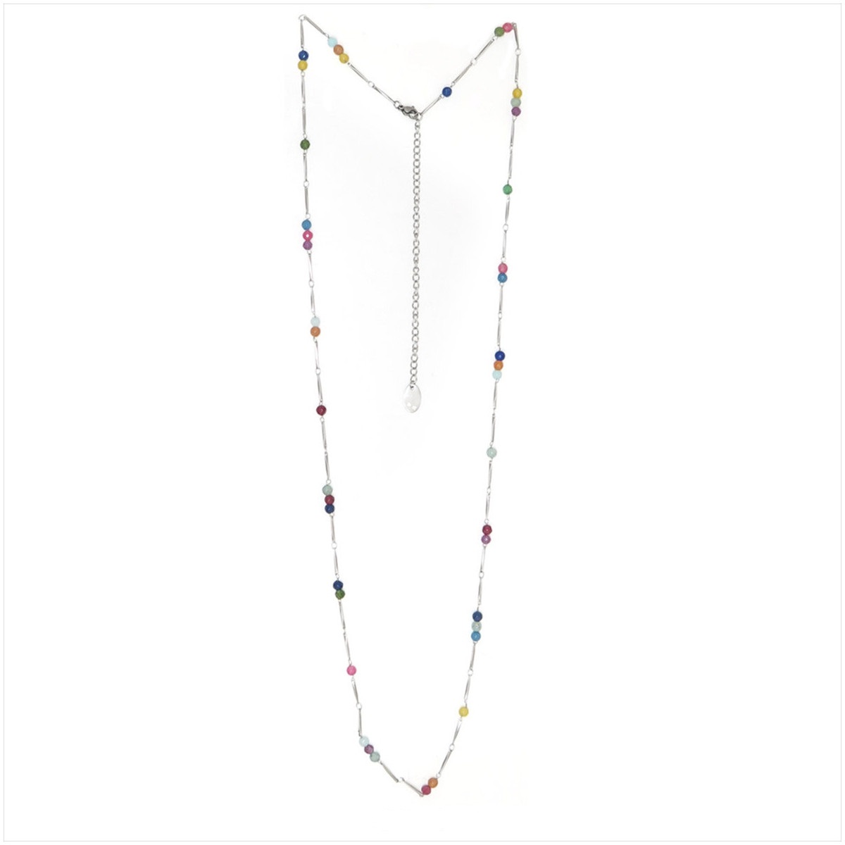 En acero plata con piedras naturales