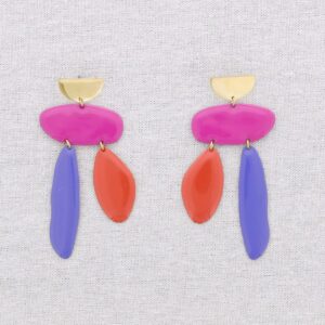 Fucsia.Acero inoxidable dorado, con esmaltes de colores